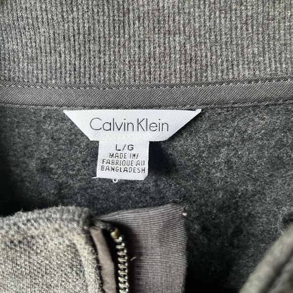 Calvin Klein Men's Charcoal 1/4 Zip-Up Sweater Large - Picture 5 of 6